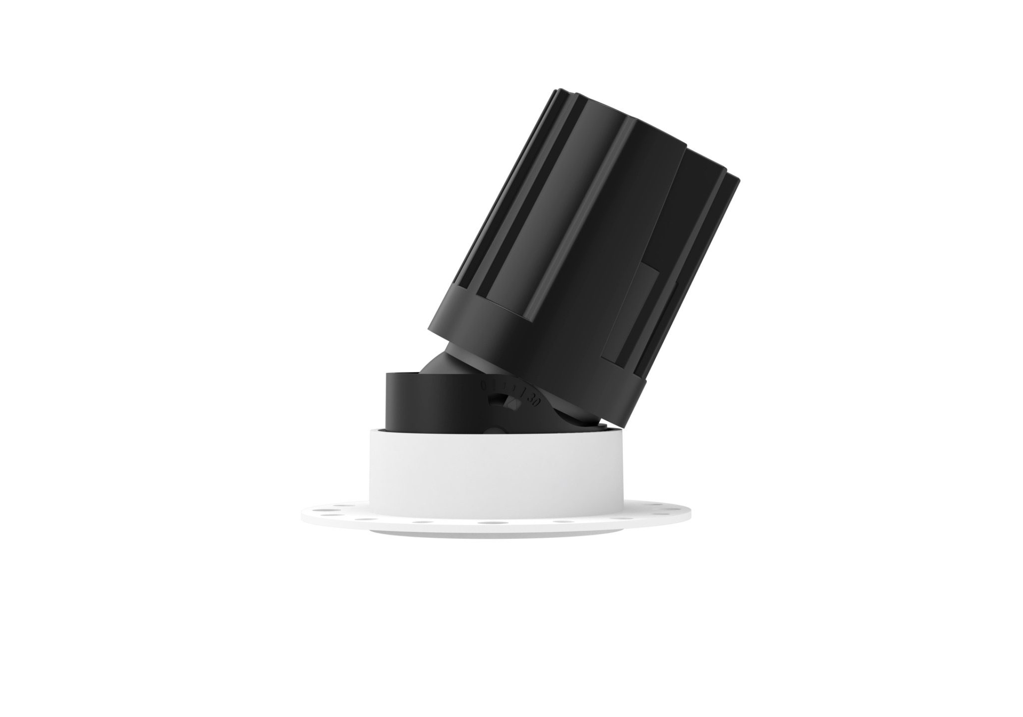 Rear view of modular wall washer LED downlight with heat sink